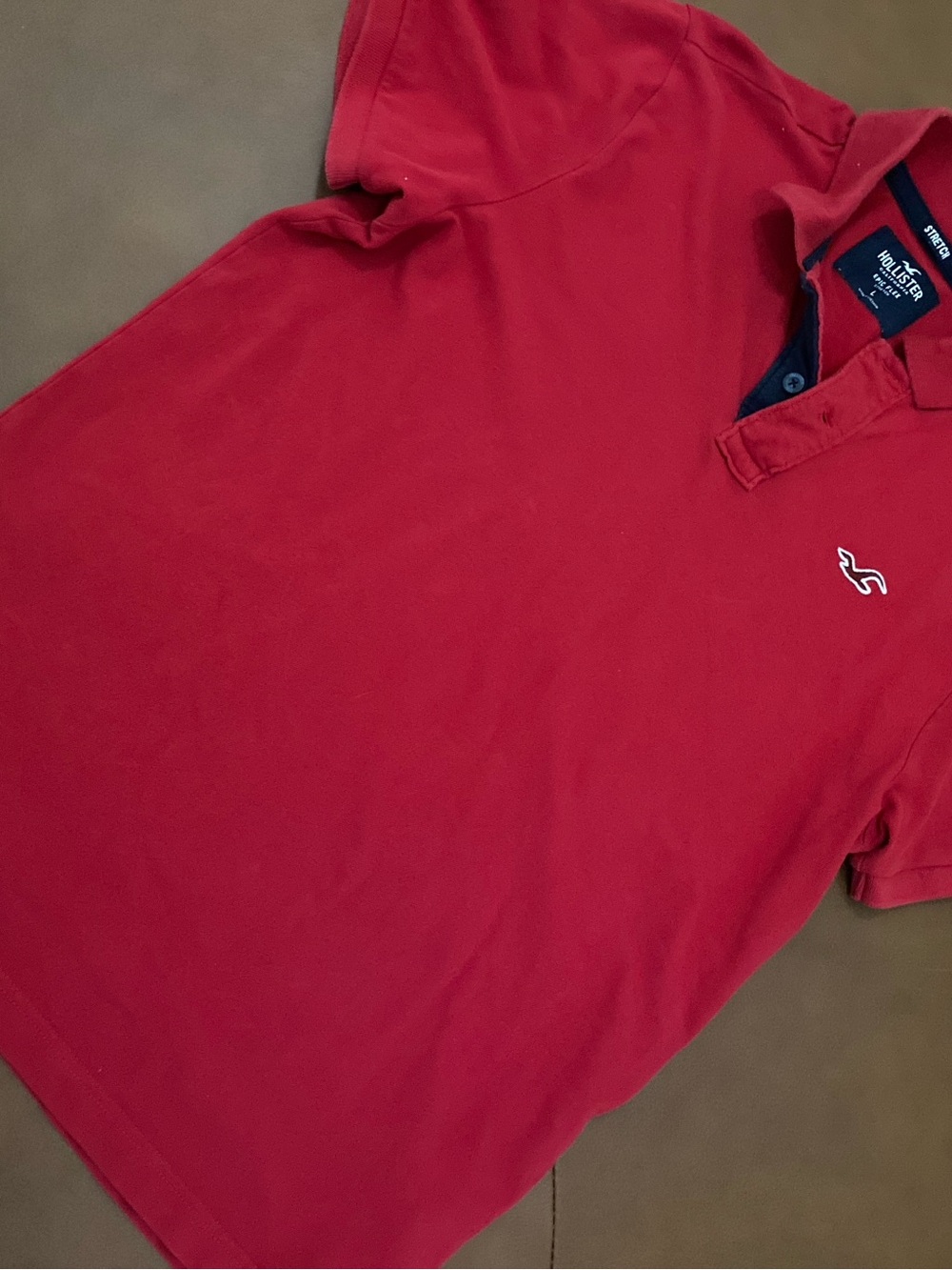 Hollister Men's Bright Red Polo with Embroidered Logo